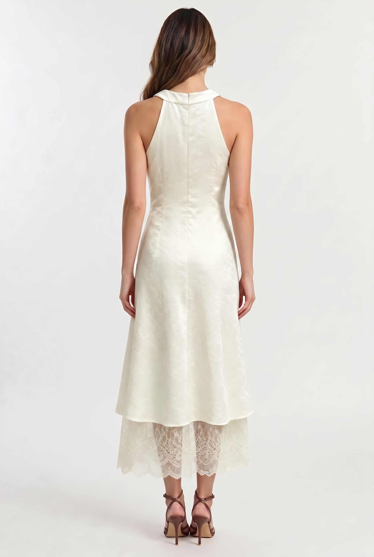 The Lustre Lace V-Neck Midi Dress