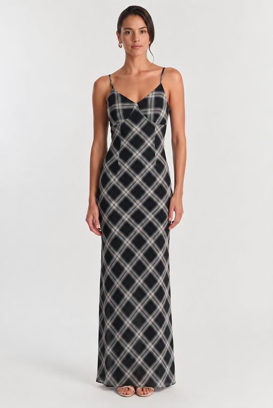 Vintage Trace Plaid Cami Maxi Dress