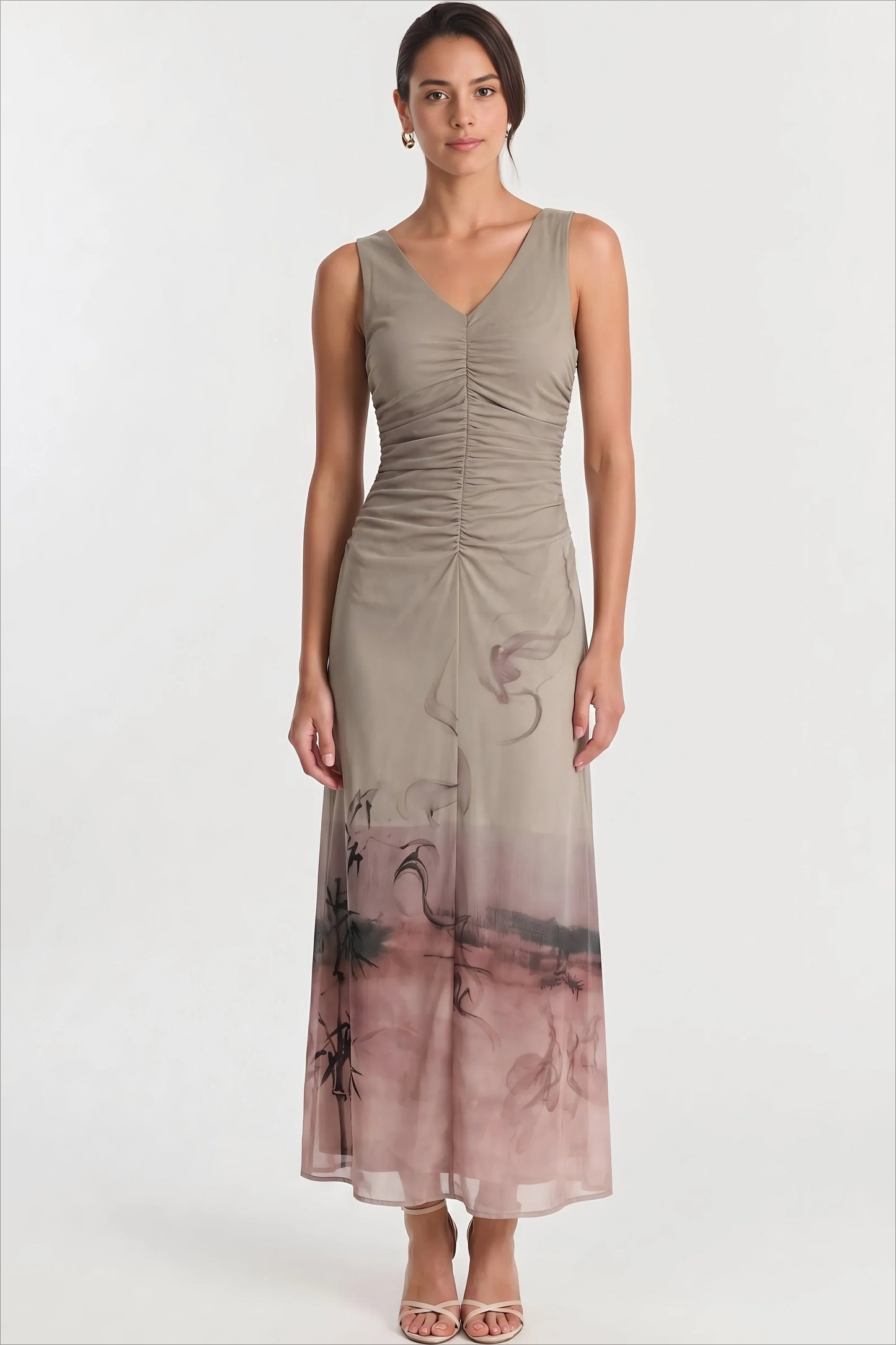 Gradient Print Stretch Tank Midi Dress