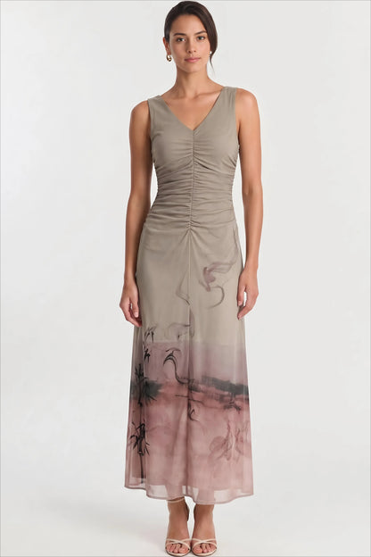 Gradient Print Stretch Tank Midi Dress
