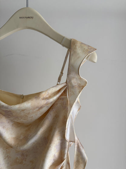 The Sunwash Satin Cowl-Neck Midi Dress