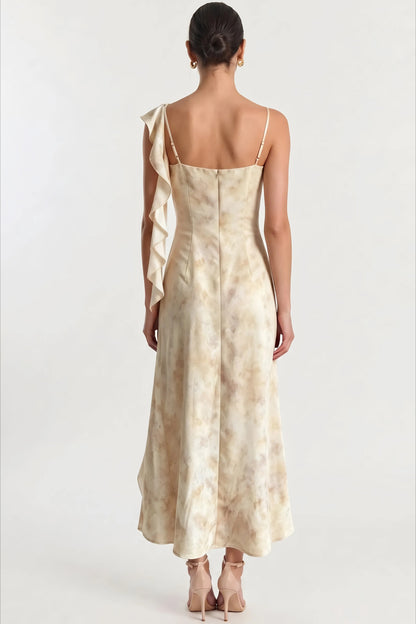 The Sunwash Satin Cowl-Neck Midi Dress