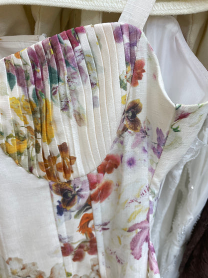 The Boned Floral Pleated Cami Midi Dress
