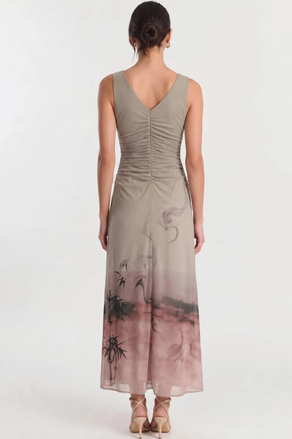 Gradient Print Stretch Tank Midi Dress