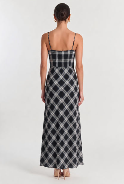 Vintage Trace Plaid Cami Maxi Dress