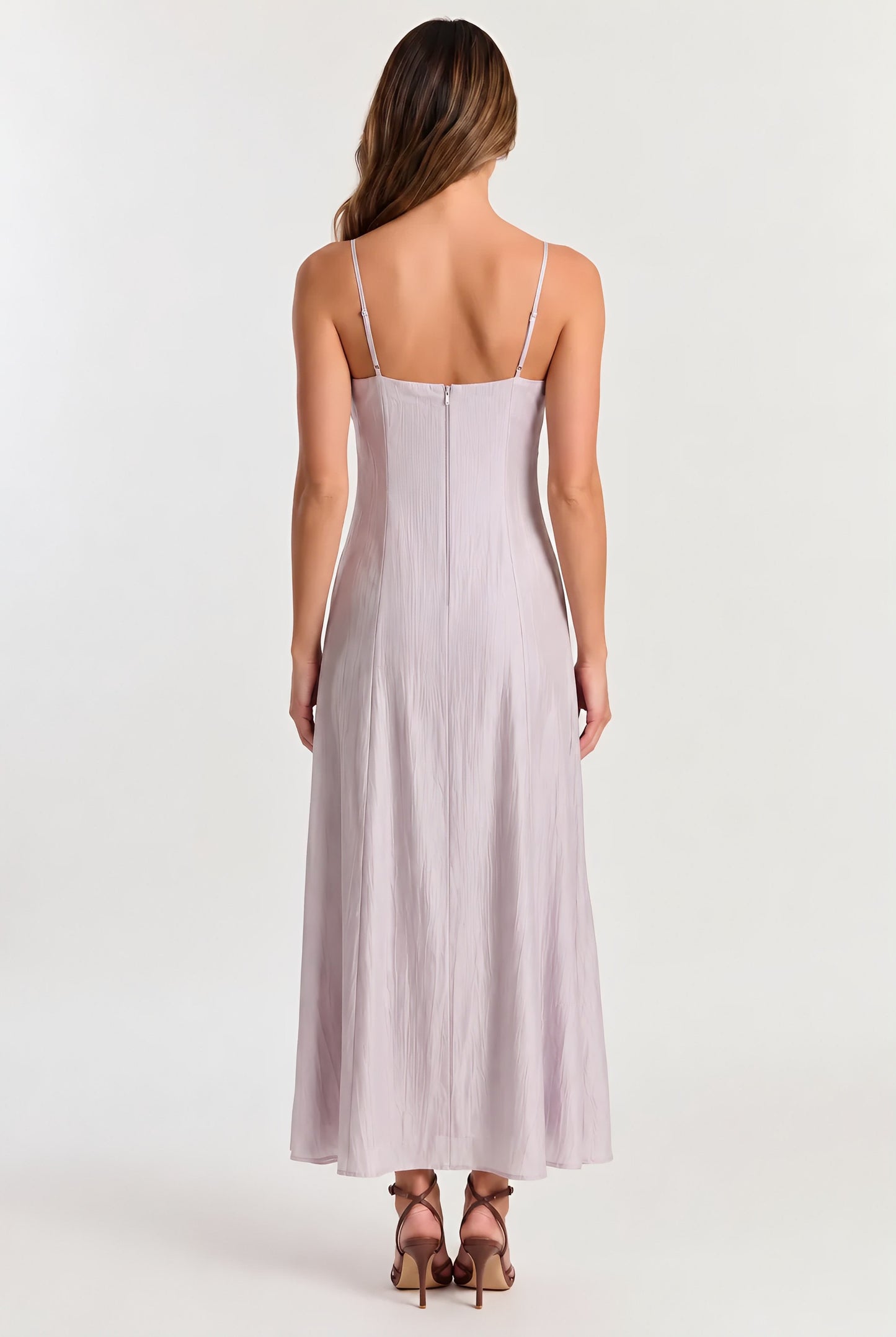 Textured V-Neck Slip Midi Dress