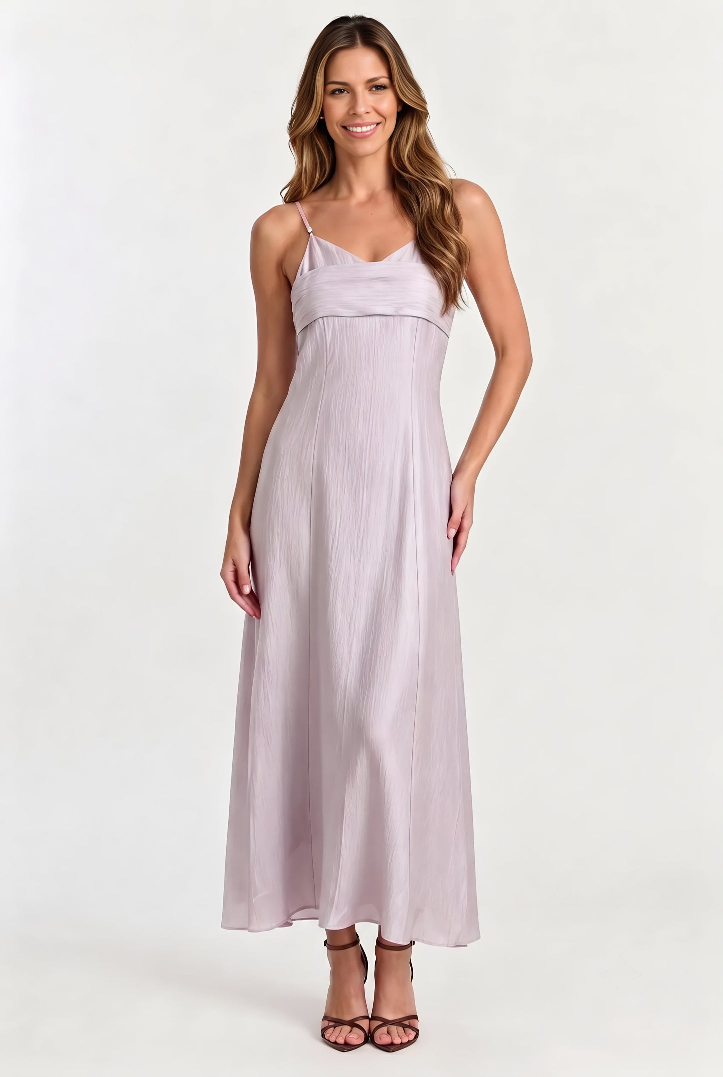 Textured V-Neck Slip Midi Dress