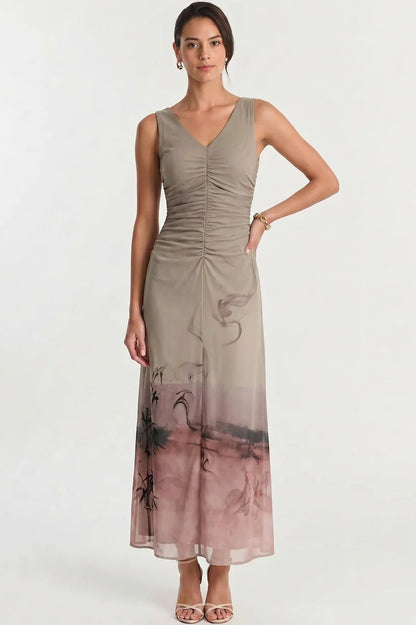 Gradient Print Stretch Tank Midi Dress