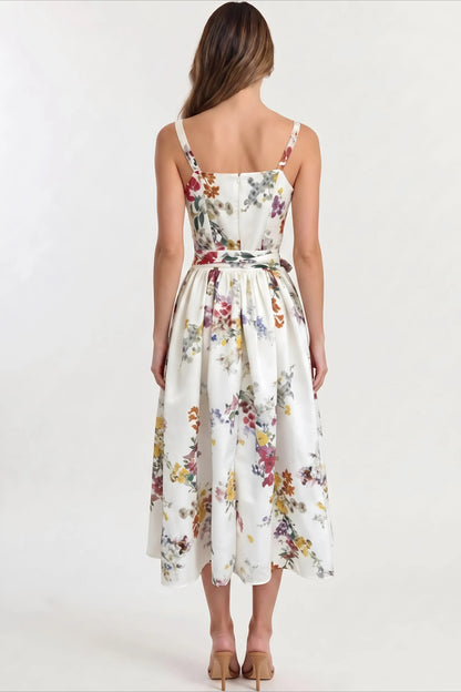 The Boned Floral Pleated Cami Midi Dress