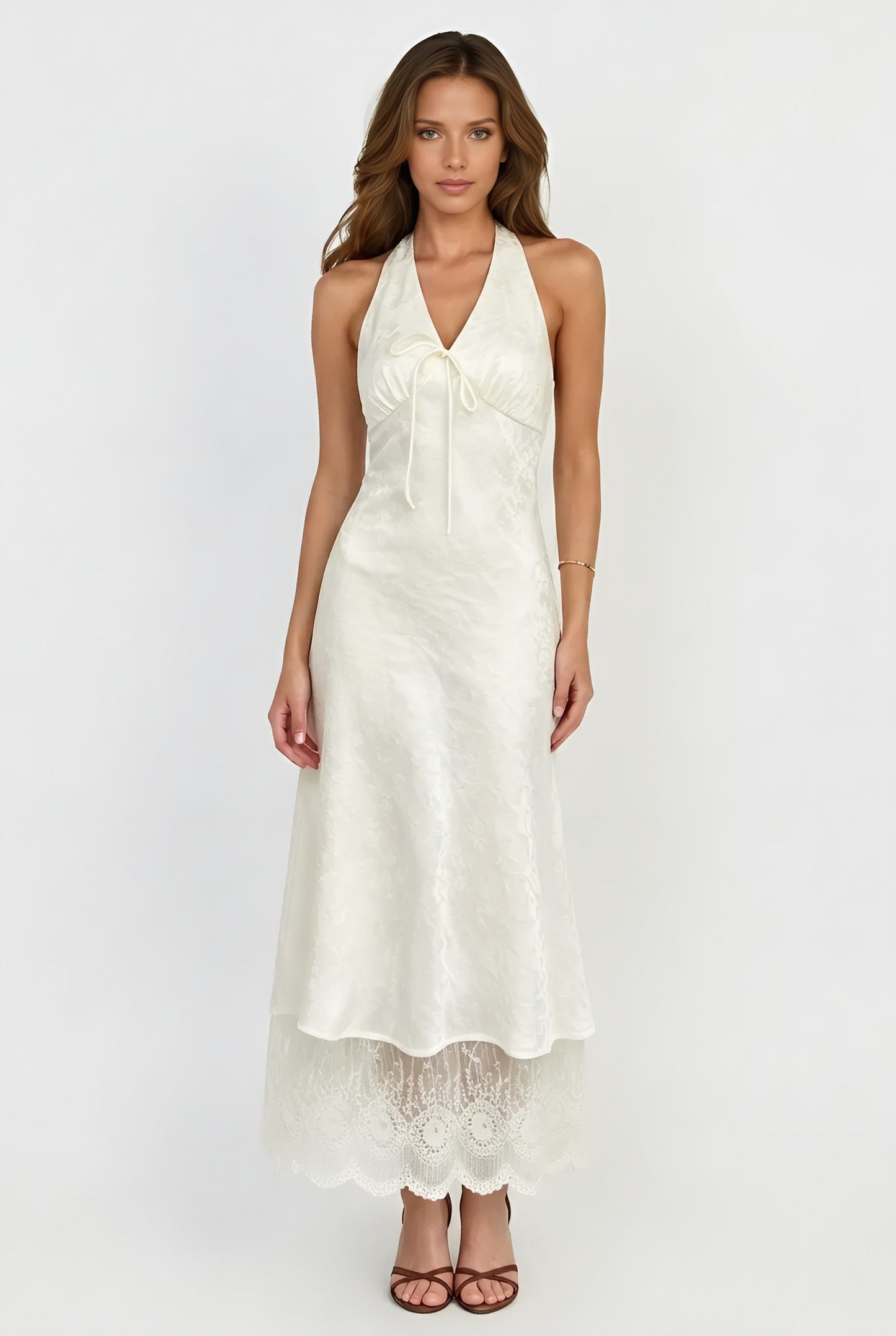 The Lustre Lace V-Neck Midi Dress